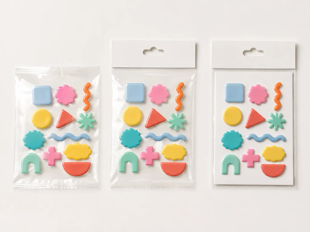 Illustration of different sticker-sheet presentation concepts