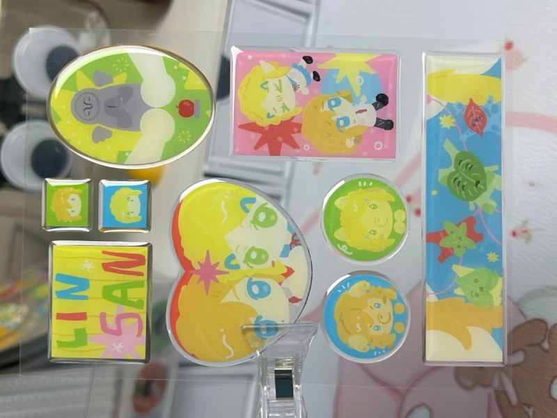 Custom epoxy sticker sheet layout combining mixed sticker sizes=